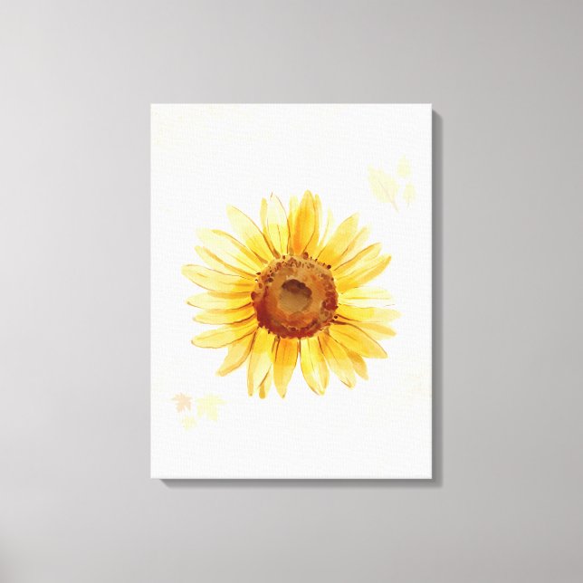 Sunny Sunflower Watercolor Canvas Print (Front)