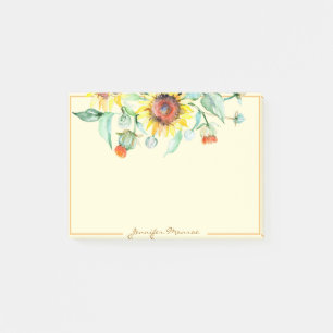 Sunny sunflowers personalised post-it notes