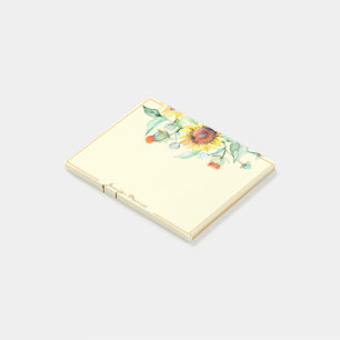 Sunny sunflowers personalised post-it notes