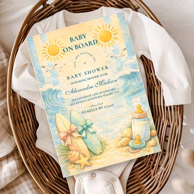 Sunny Surf Vibes Baby Shower Invitation (Creator Uploaded)