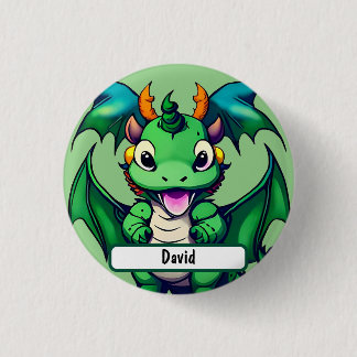Sunny The Friendly Dragon With Custom Nametag 3 Cm Round Badge