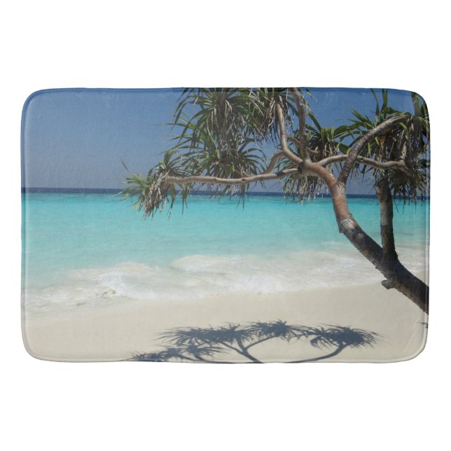 Sunny Tropical Beach Ocean Paradise Bath Mat (Front)
