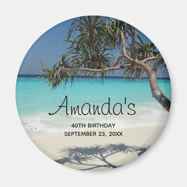 Sunny Tropical Beach Ocean Paradise Birthday Magnet (Front)