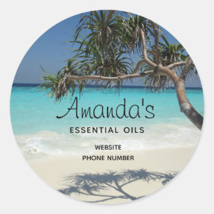 Sunny Tropical Beach Ocean Paradise Business Classic Round Sticker