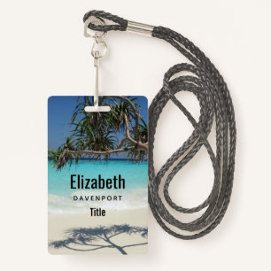 Sunny Tropical Beach Ocean Paradise ID Badge