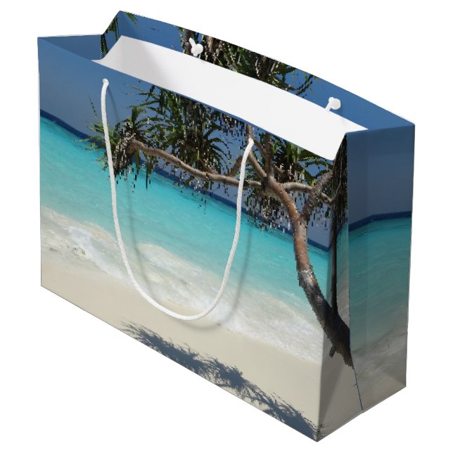 Sunny Tropical Beach Ocean Paradise Large Gift Bag (Back Angled)
