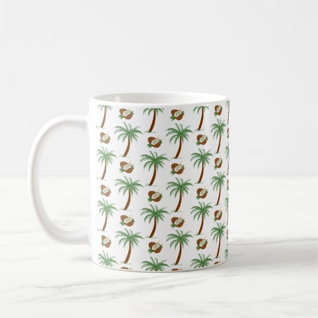 Sunny Tropical Palm Tree Island Escape Coffee Mug (Left)
