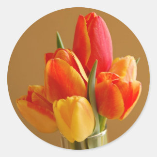 Sunny Tulips Classic Round Sticker