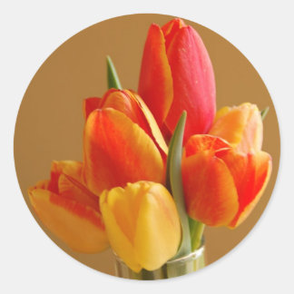 Sunny Tulips Classic Round Sticker
