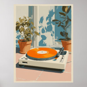 Sunny Turntable with Orange Vinyl Poster
