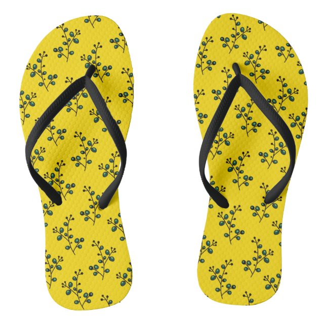 Sunny Twigs, A Summer Seamless Pattern Jandals (Footbed)