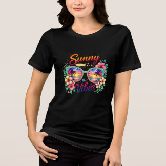 Sunny Vibes Tropical Sunset Sunglasses Women’s  Tri-Blend Shirt