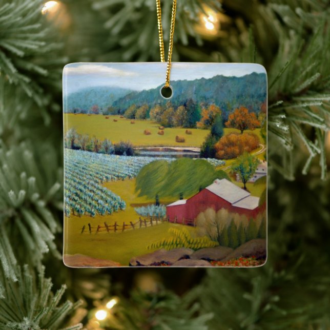 Sunny Vineyard Farm Ceramic Ornament (Tree)