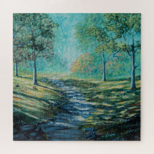 Sunny, warm path through the woods jigsaw puzzle