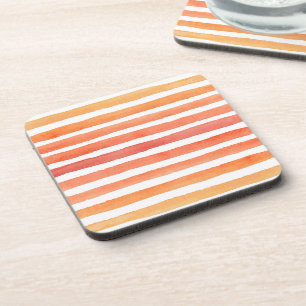 Sunny Watercolor Stripe Pattern Coaster