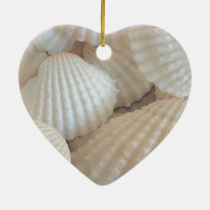 Sunny White Seashells, Summer Beach Exotic Ceramic Tree Decoration