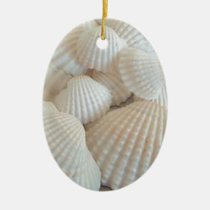 Sunny White Seashells, Summer Beach Exotic Ceramic Tree Decoration