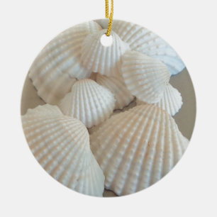 Sunny White Seashells, Summer Beach Exotic Ceramic Tree Decoration