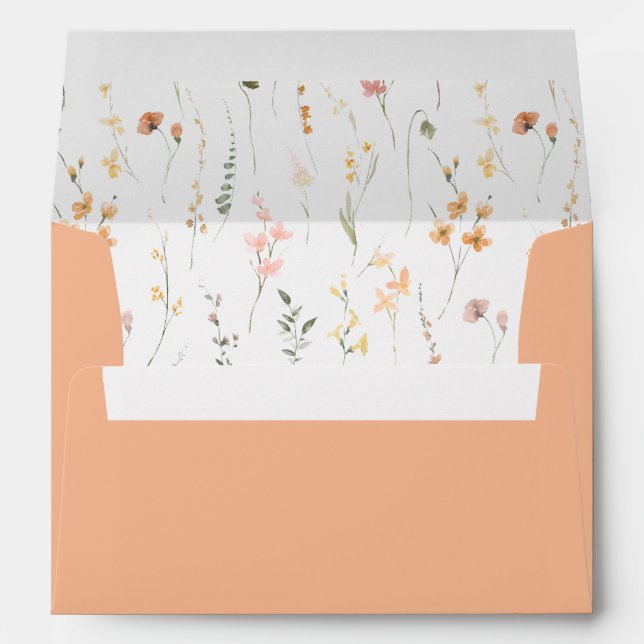 Sunny Wildflower Pattern Wedding Peach ID1023 Envelope (Back (Bottom))