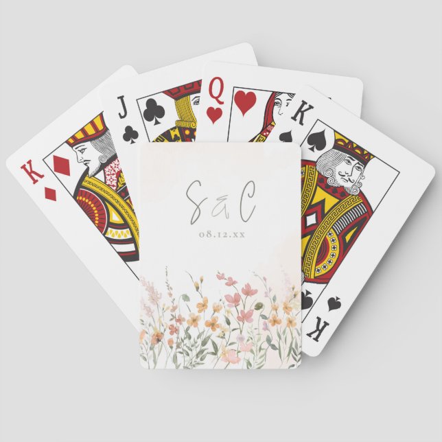 Sunny Wildflower Wedding Border ID1023 Playing Cards (Back)
