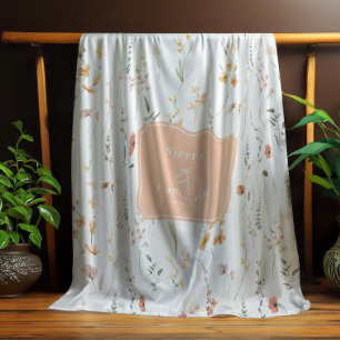 Sunny Wildflower Wedding Peach ID1023 Fleece Blanket