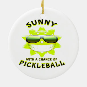 Sunny With a Chance of PickleBall Ceramic Tree Decoration