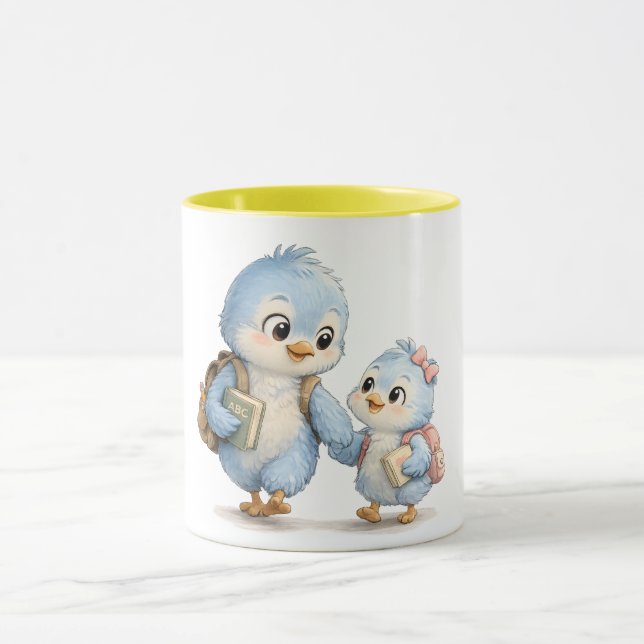Sunny Yellow Accent Blue Bird Mug (Center)