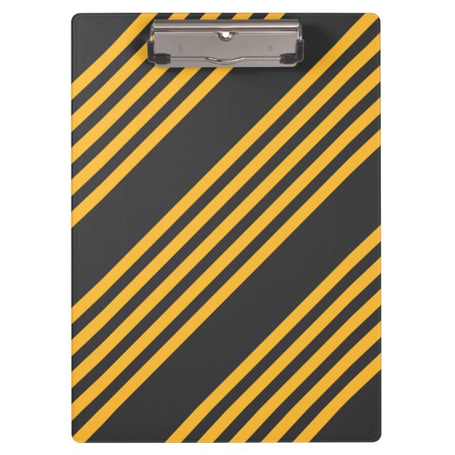 Sunny yellow and charcoal five stripe pattern clipboard (Front)
