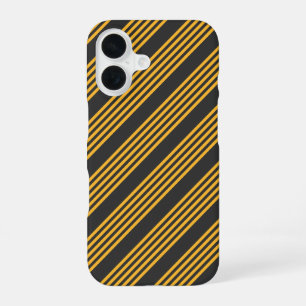 Sunny yellow and charcoal five stripe pattern iPhone 16 case