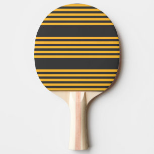 Sunny yellow and charcoal five stripe pattern ping pong paddle