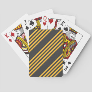 Sunny yellow and charcoal five stripe pattern playing cards