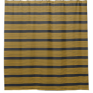 Sunny yellow and charcoal five stripe pattern shower curtain