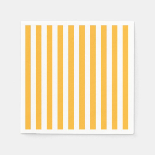 Sunny yellow and white candy stripes napkin (Front)