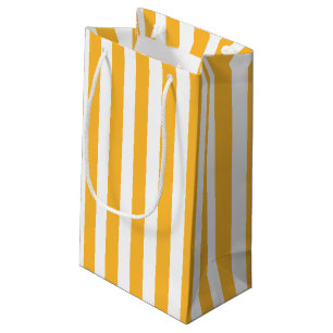 Sunny yellow and white candy stripes small gift bag