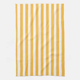 Sunny yellow and white candy stripes tea towel