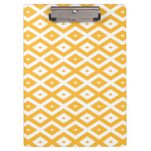 Sunny yellow and white diamond pattern clipboard