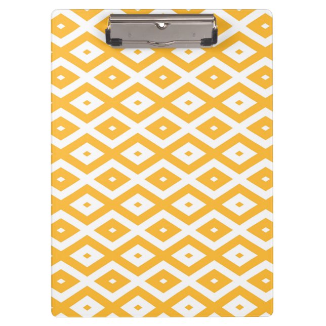 Sunny yellow and white diamond pattern clipboard (Front)