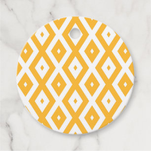 Sunny yellow and white diamond pattern favour tags
