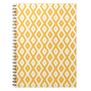 Sunny yellow and white diamond pattern notebook
