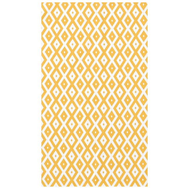 Sunny yellow and white diamond pattern tablecloth (Front)
