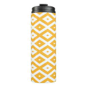 Sunny yellow and white diamond pattern thermal tumbler