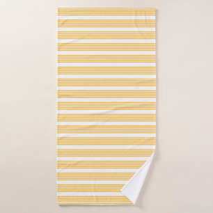 Sunny yellow and white five stripe pattern bath towel