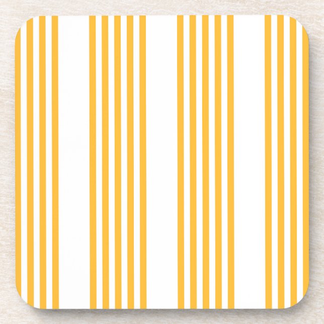 Sunny yellow and white five stripe pattern coaster (Front)