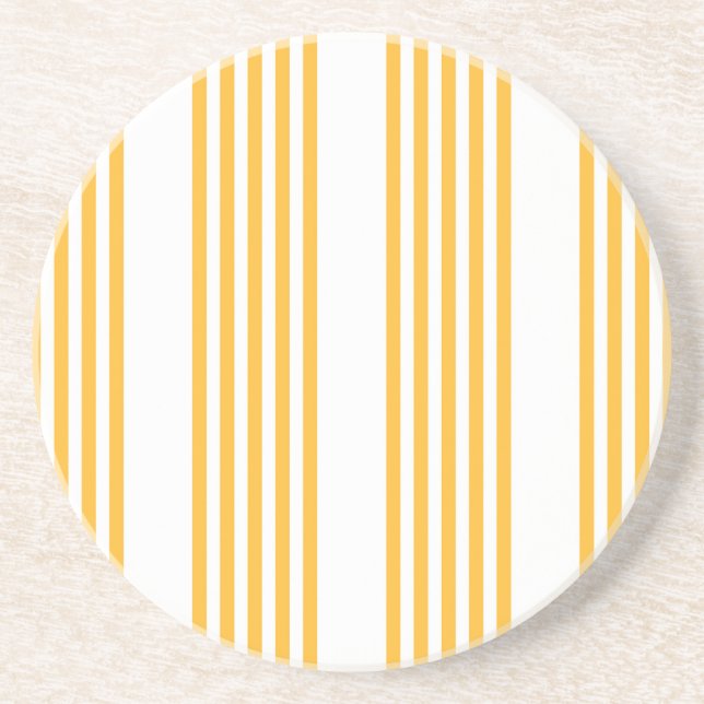 Sunny yellow and white five stripe pattern coaster (Front)
