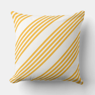 Sunny yellow and white five stripe pattern cushion