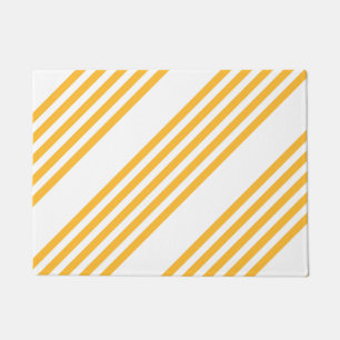 Sunny yellow and white five stripe pattern doormat
