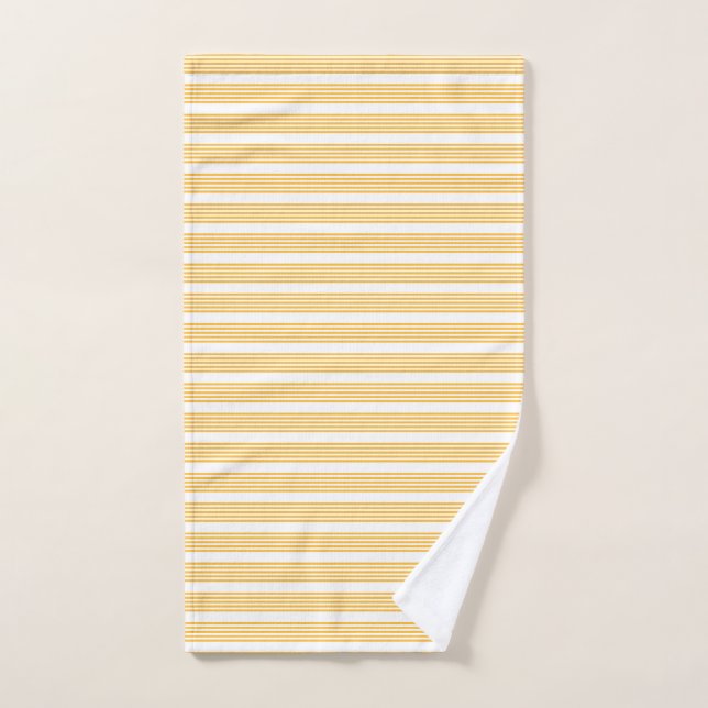 Sunny yellow and white five stripe pattern hand towel (Hand Towel)