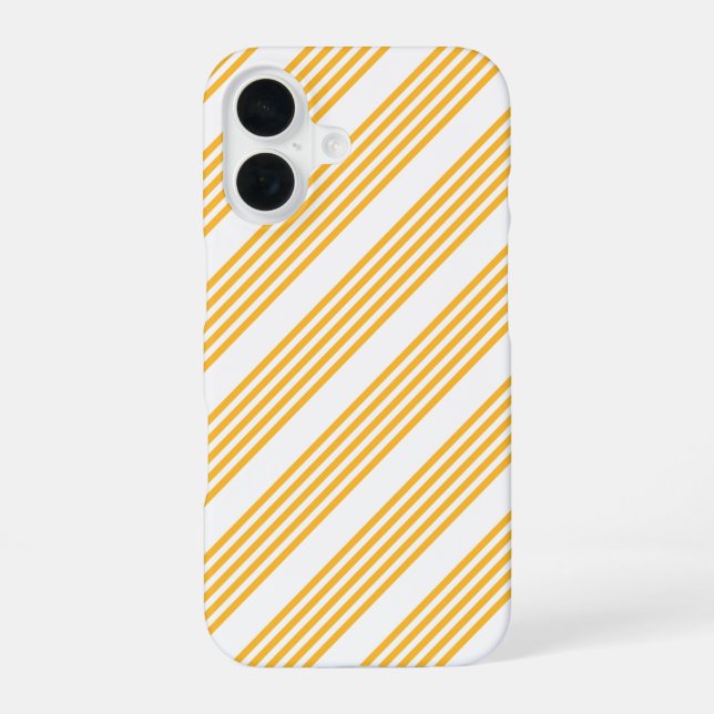 Sunny yellow and white five stripe pattern iPhone 16 case (Back)