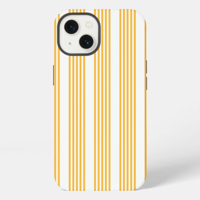 Sunny yellow and white five stripe pattern iPhone case (Back)