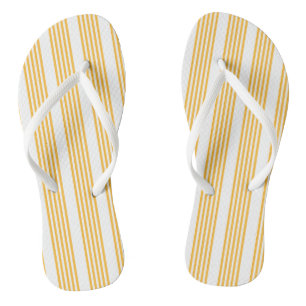 Sunny yellow and white five stripe pattern jandals